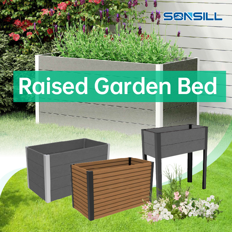 Moisture Resistant Interlocking WPC Raised Planter Box Garden bed for Vegetable and Flower Gardens