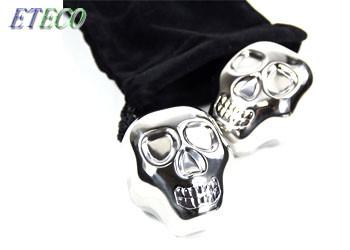 Creative Whiskey Metal Ice Cubes For Scotch , 304 Stainless Steel Skull Head Ice Cubes