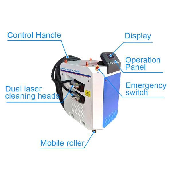 Perfect Laser 1000W 1500W 2000W 3000W Handheld Double-head Metal Materials Carbon Steel Plates Fiber Laser Cleaning Machine