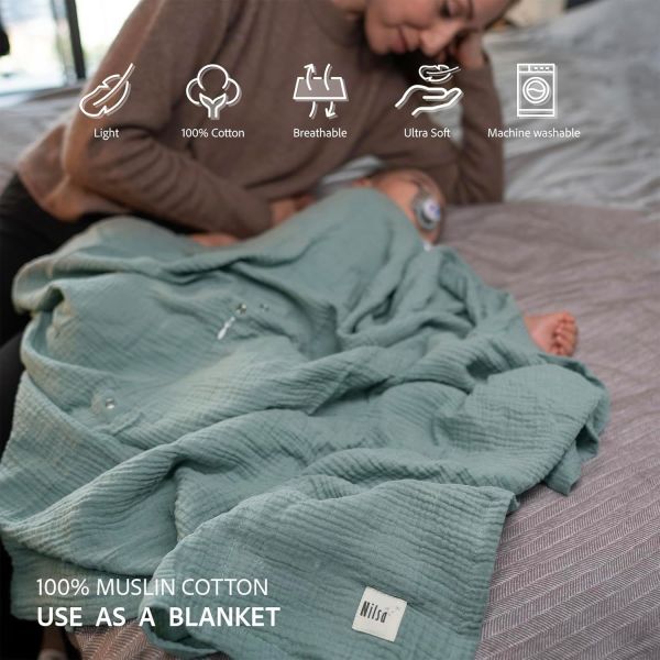 Couverture d'allaitement en mousseline 5-en-1 pour l'allaitement et la protection du siège auto
