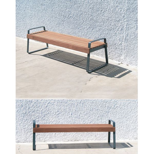 Banc en bois en acier de places assises public extérieur moderne de Seater de la chaise 2 de banc en bois