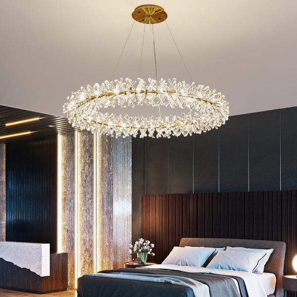 JYLIGHTING Glamorous Garland Luxury Crystal Chandelier With Single And Double Layer Rings For Hotel Halls And Villas Modern Pendant Light