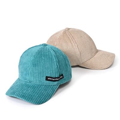 Wale Corduroy Outdoor Baseball Caps 60cm Winter Fabric Blue Color