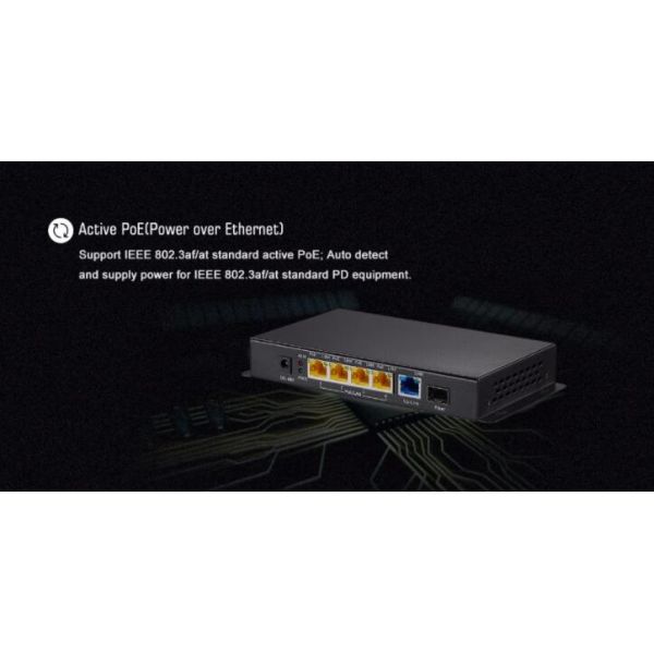 Full Gigabit Ports POE Ethernet Switch 4 Port 48V With 1 Uplink / 1 SFP Port
