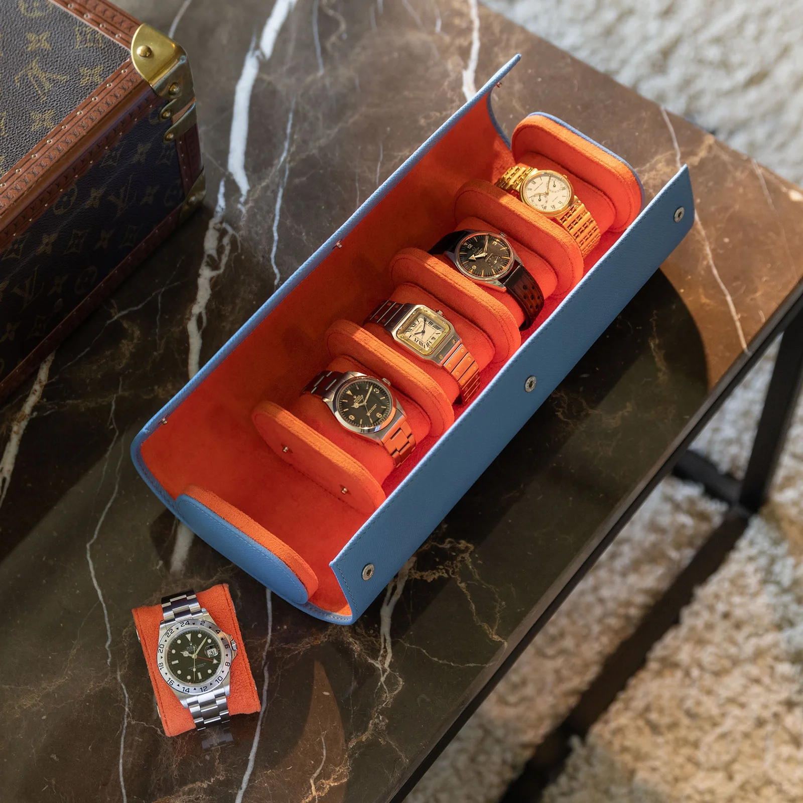 Luxury 1 2 3 Slot Leather Watch Boxes Light Velvet Suede Jewelry Case Custom Design