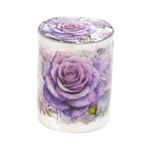 2M/Roll Flower Series PET Adhesive Tape Encounters with Sea Plant Hand Ledger DIY Material Decorative Circular Sticker 8 Styles