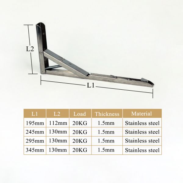 Stainless Steel Wall Corner Mounting Bracket 195mm 245mm 295mm