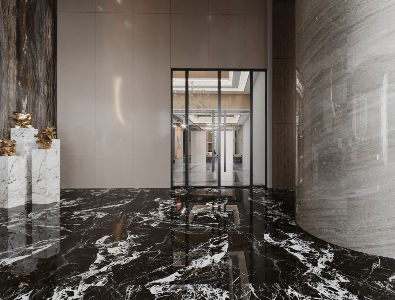 Elegantes baldosas de piedra de lujo pulida para interiores de 1000x1000mm en color verde para oficinas, 3 estilos