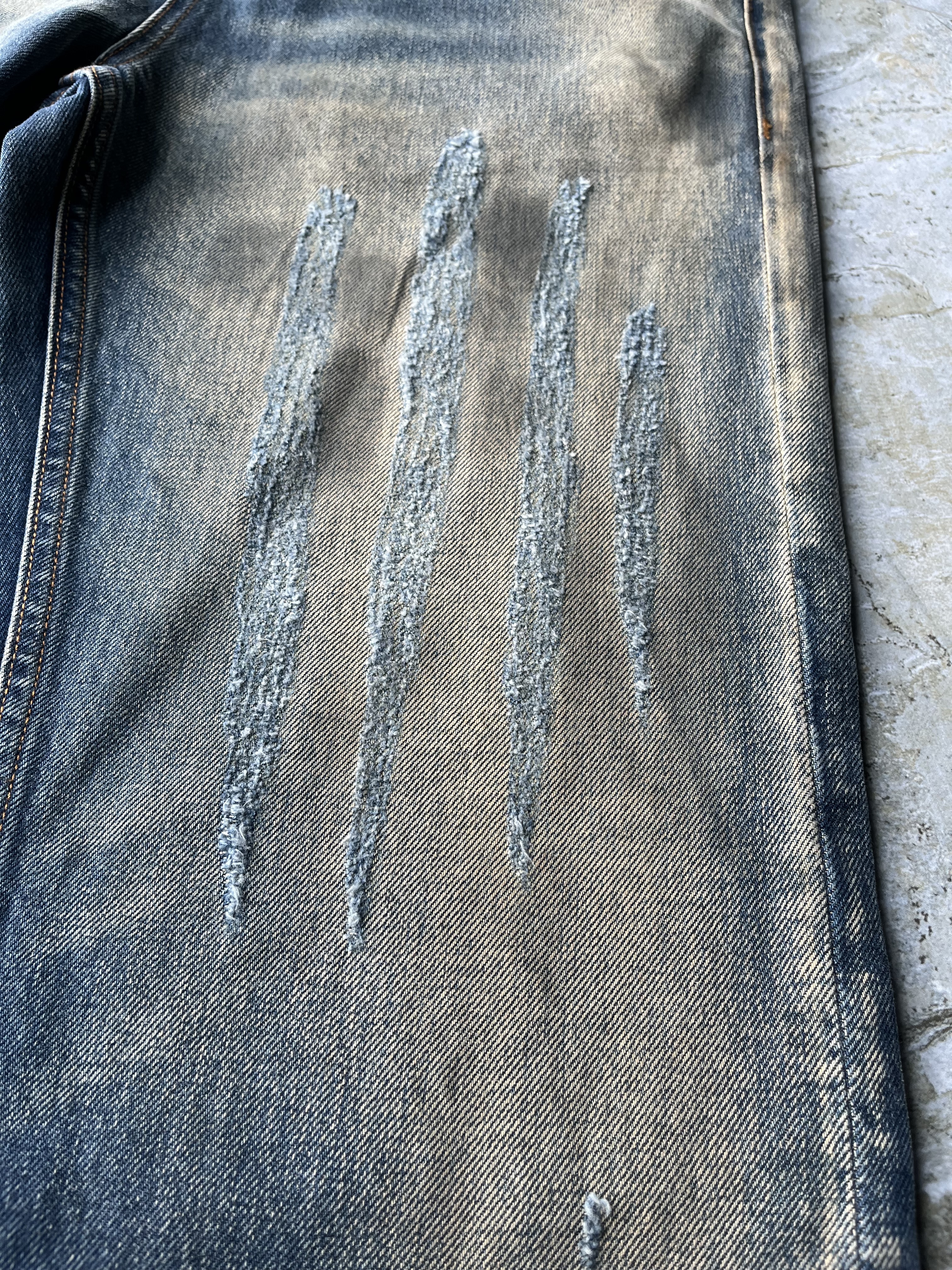 Sandblast Men's Jeans Flare Bootcut Distressed Denim Jeans Frayed Rip