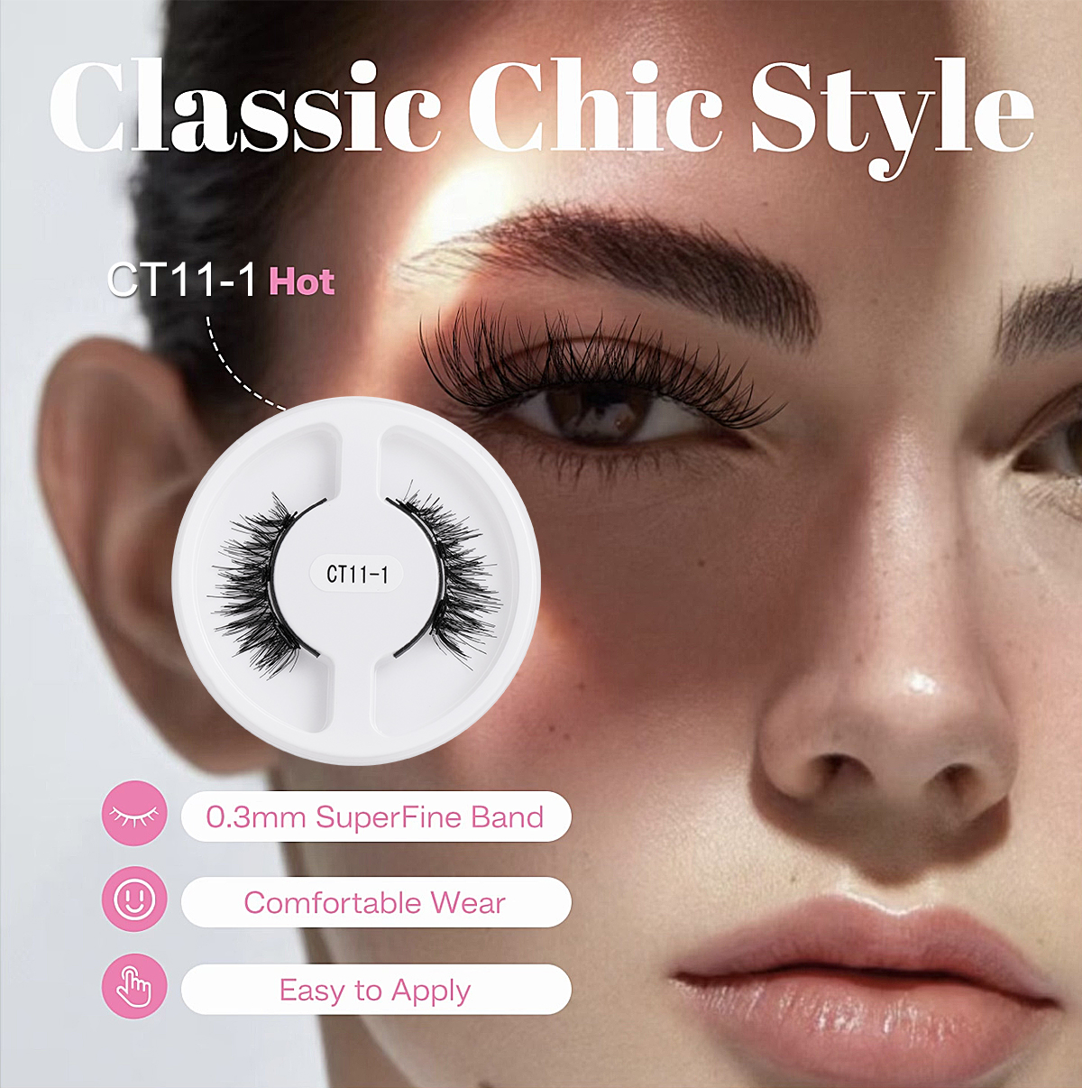 OEM ODM Handmade Reusable CC Magnetic Reusable Lashes With Applicator Soft Full Strip Lash
