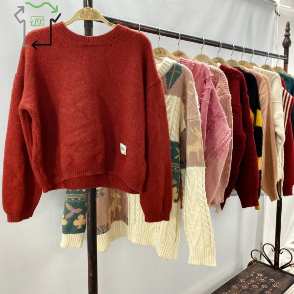 Women's Second Hand Wool Pullover Sweaters Autumn Winter Fashionable Slim Fit Grade A