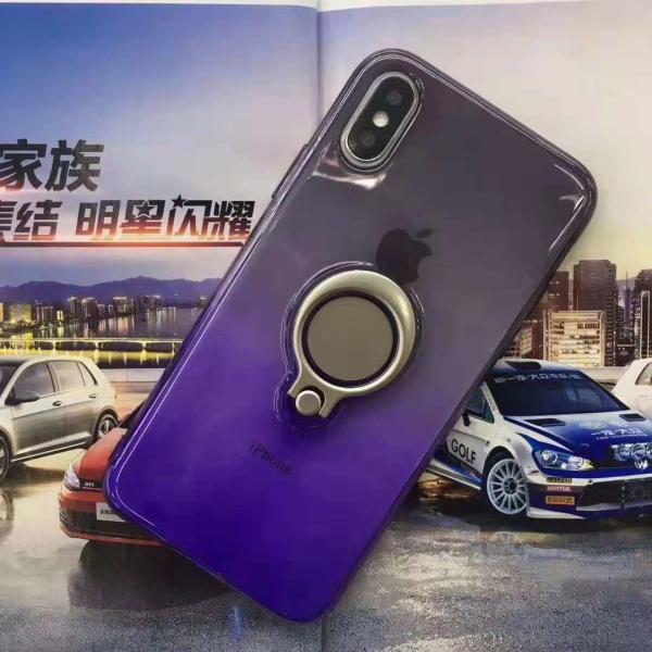 Double Color Gradient Ring Magnetic Car Mount Holder Soft TPU Case Back Cover For Vivo V7 V7PLUS Y83 X21 V9/Y85 NEX
