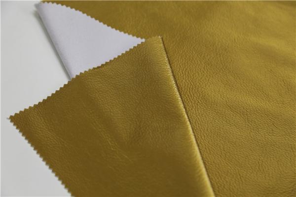 Soft Handfeeling Polyurethane Faux Leather Fabric , Pearl Ginger Soft Pu Leather