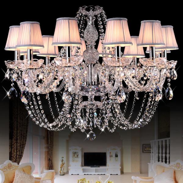 Swag Crystal Chandelier Lighting with Lampshade (WH-CY-84）