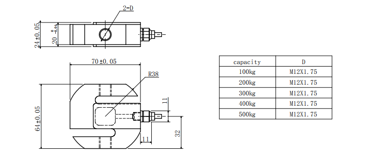 S Type Force Sensor 100 200 300 500kg Measuring Load Cell For Powder Filling Machine