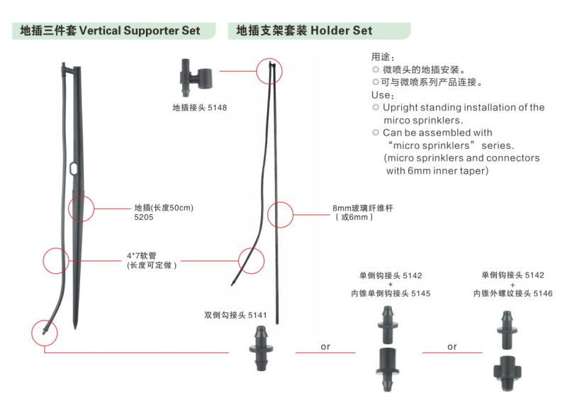 Agriculture Irrigation Vertical Supporter Set Kit and Combination Grassplot Sprinkler
