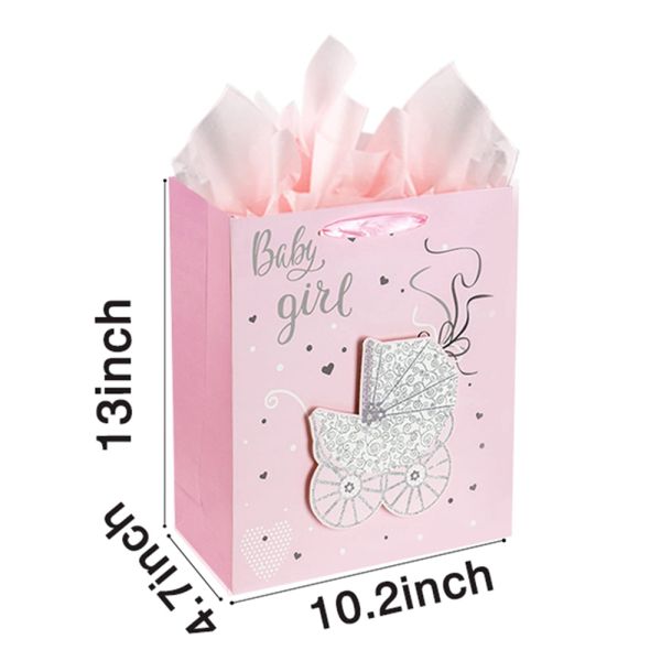 Bolso de papel de color personalizado aceptado con mango de cinta para compras de regalos de lujo para bebés