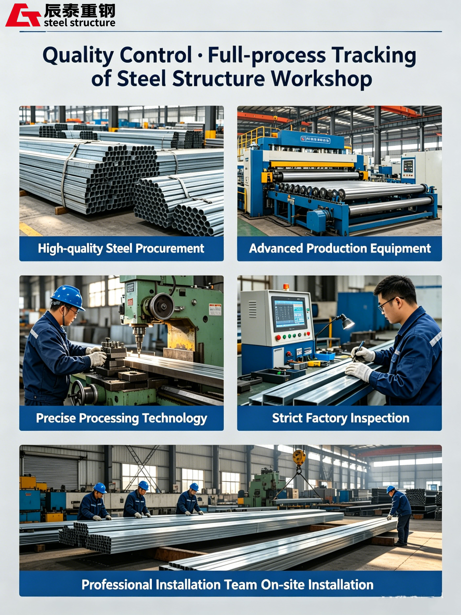 ISO9001 Certified High-strength Steel Frame Building with Fast Assembly for Multi-storey Construction