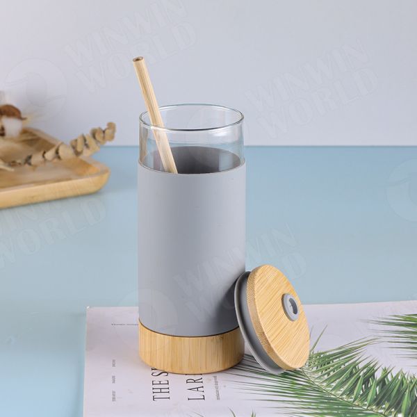 el almacenamiento del vidrio del silicón 21oz embotella el vaso With Straw