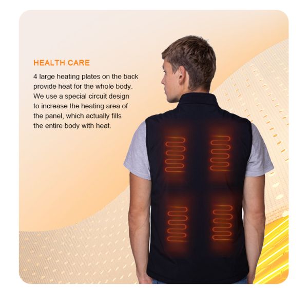 Regular Length Winter Outdoor Heating Vest with Zipper Closure and Heating