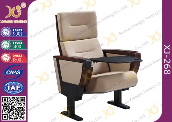 Elegant Foldable High Back Church Hall Chairs Stain Proof With Writing Tablet