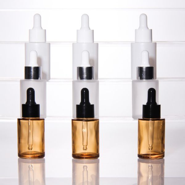 Bouteille de sérum pour huile faciale de verre congelé de 15 ml et 30 ml vide Emballage Pompe en verre Bouteille gouttelette pour huile de sérum cosmétique