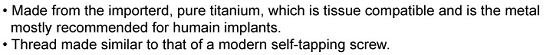 Зубоврачебный столб винта титана
