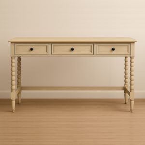 Vintage Spindle-Leg Writing Desk with Triple Storage Drawers and 125 * 52 * 77 cm Dimensions