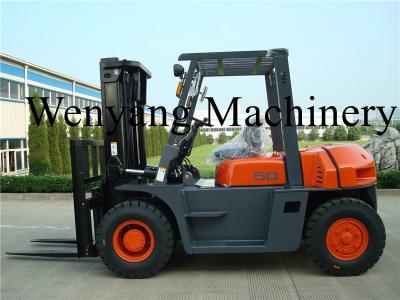 Orange Black 5 Ton Diesel Forklift With ISUZU Engine 6BG1 EPA Approved