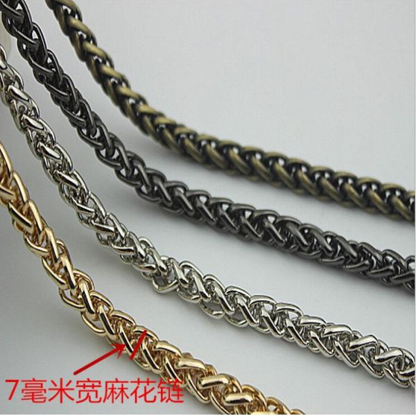 Super quality cheaper twist flower light gold 7 mm width iron metal handbag chain
