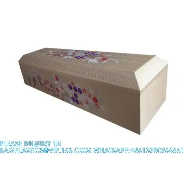 Japanese Plywood Casket Wooden Coffin With Flower Painting Casket Wooden Coffin OEM Japanese Wooden Coffin