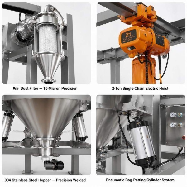 Automatic Big Bag Emptying System SUS304 SUS316 For Powder / Granule Bulk Material Handling