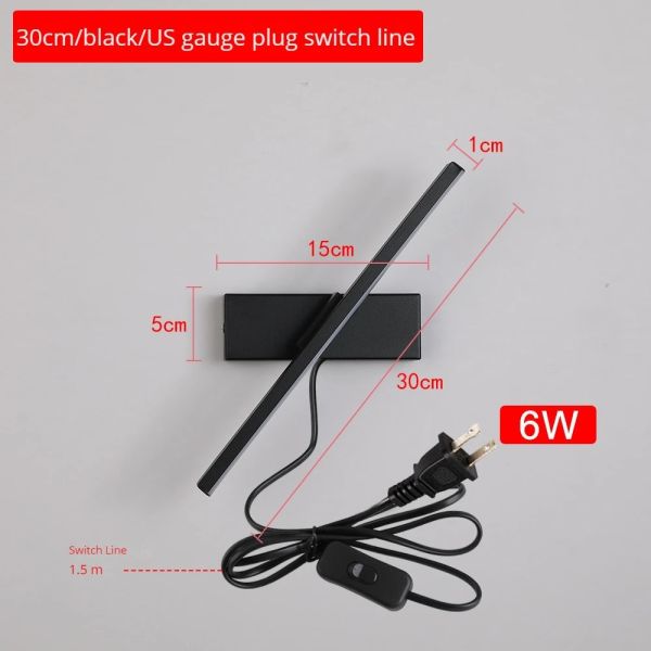 330° Rotatable LED Wall Light Minimalist black Bathroom Strip mirror front light(WH-MR-81)