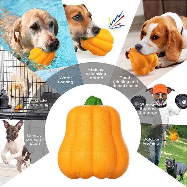 TPR Pumpkin Ball Shake Makes Giggle Sound Interactive Dog Toy for Herding and Training