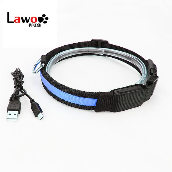 Eco - Friendly LED Dog Collar Rechargeable Three Flash Mode Nylon