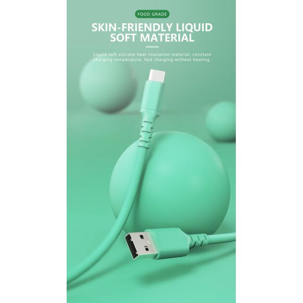 Silicone Type C To Usb A Cable , 3A 6 Foot Fast Charging Cable For Android