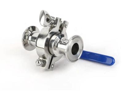 SS304 S/s 316  Tri Clamp One Way Ball Valve Sanitary Food Grade Three Piece  3A CE