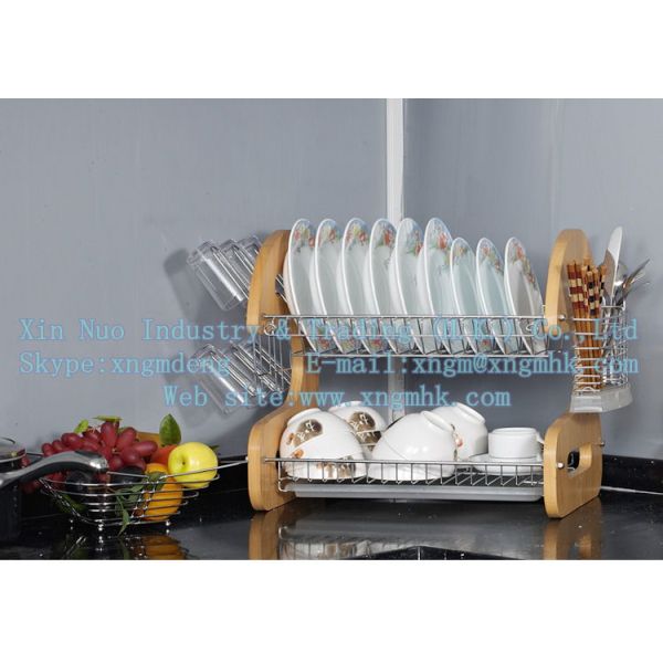 Wooden dish rack, stainless steel dish rack, kitchen utensils dish rack, drain bowl rack