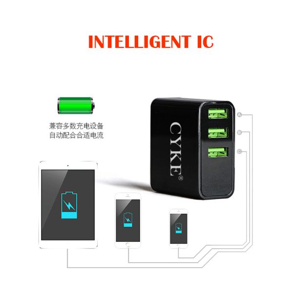 EU Plug 3 Ports CE Certified 3A USB Wall Charger Adapter For Traveling And Office