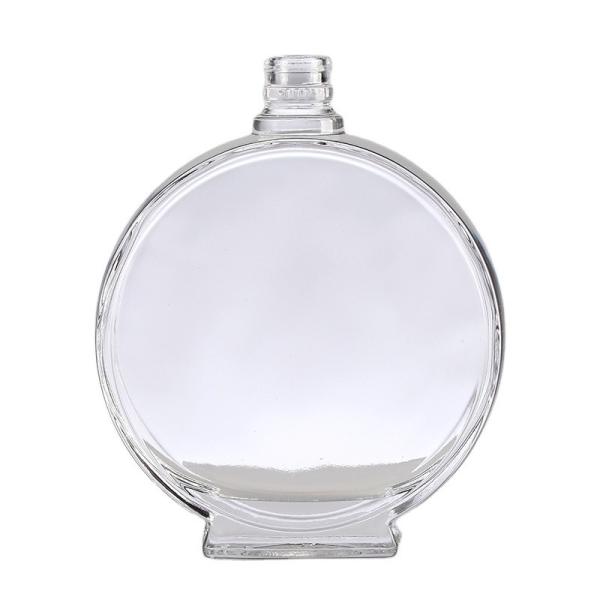 Garrafa de vidro em relevo para brandy uísque vodka rum tequila estampagem a quente grande capacidade