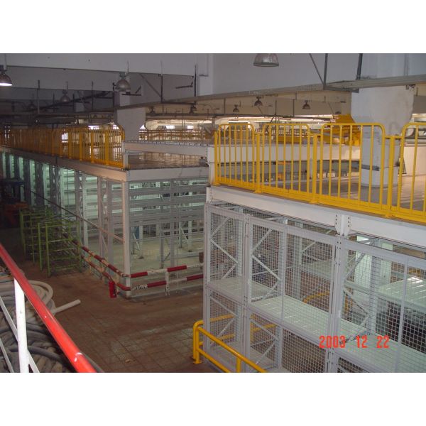 Multi Tier Racking System Multilayer Shelf Racks With Staircase / Railing