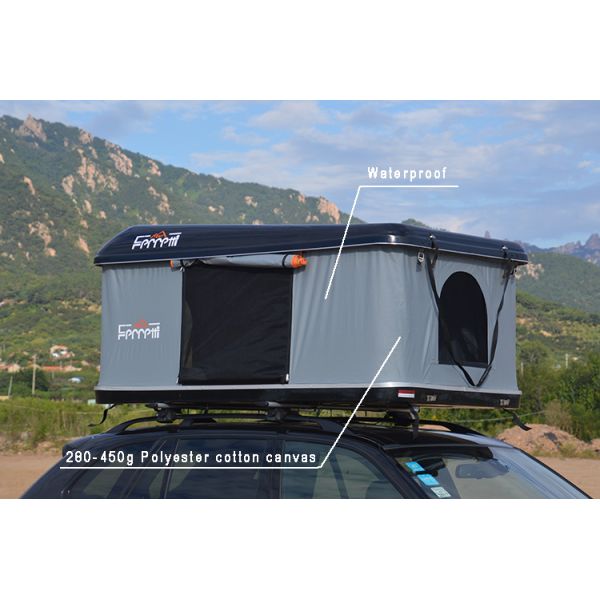 Canvas Fabric Single Layer Mechanically Operated Hard Shell Roof Tent