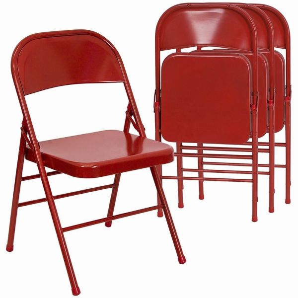 Commercial Stackable Metal Fold Up Chairs For Picnic red black white