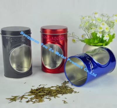 Latas do armazenamento de Tin Box On Body Custom do chá de Tin Containers With Window Embossed da exposição