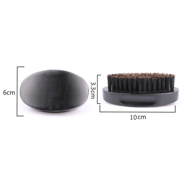 Black Boars Hair Beard Brush Oval Shaped Beech Wooden For Men Moustache