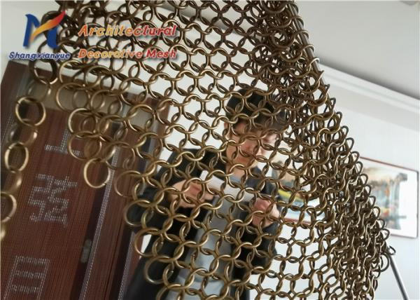 Cafetaria Ring Mesh Curtain 10mm 1.2mm 316 Mesh Screen de aço inoxidável