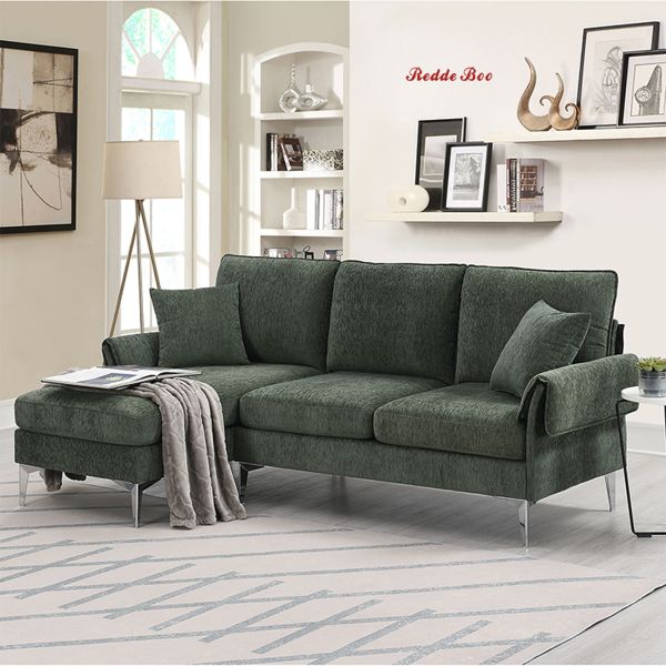 Convertible Sectional Couch Sofa, 3 Seat L Shaped Couch Linen Fabric Small Couches for Living Room, Apartment and Small Space