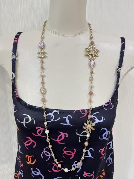 Sunflower Full Drill Pink Crystal Pendant Necklace 70-75cm Length Innovative Luxury Necklaces
