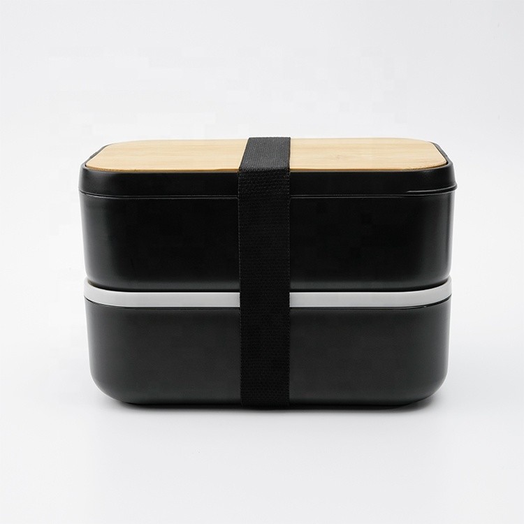 PORTABLE 195*122*131 mm Leak-proof 2-Layer BPA Free Bamboo Lid Lunchbox for Adults