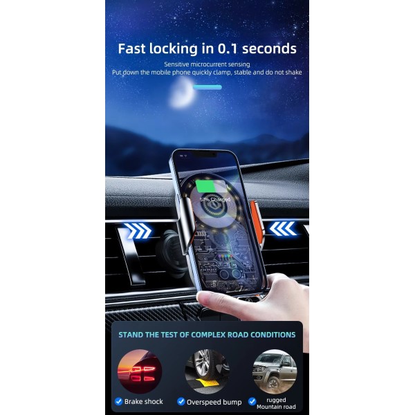 15w Fast Car Wireless Car Magnetic Wireless Charger Quick Charging Magnetic Wireless Charger Automatic Sensor